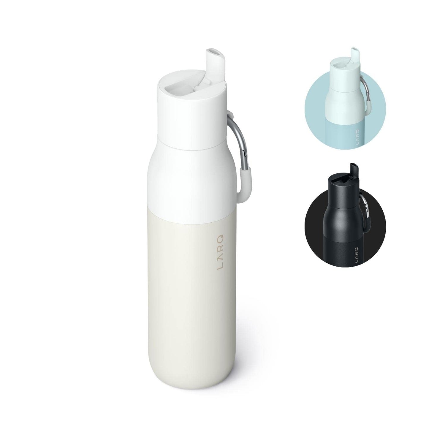 LARQ Bottle Flip Top 25 oz - Insulated Stainless Steel Water Bottle With Straw | BPA Free | Reusable Water Bottle for Sports, Gym, and Travel | Keep Drinks Cold for 24 Hours, Granite White