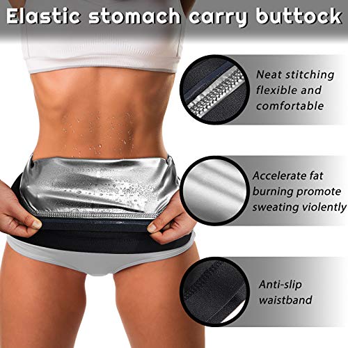 Waist Trimmer Sweat Waist Trainer Wrap - Silver Inner, Small