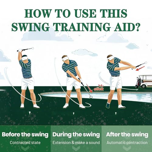 Golf Swing Trainer with Click Feedback & Grip Correction - Black, Right-Handed