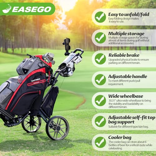 Golf Push Cart with 360° Swivel Front Wheels - Gray