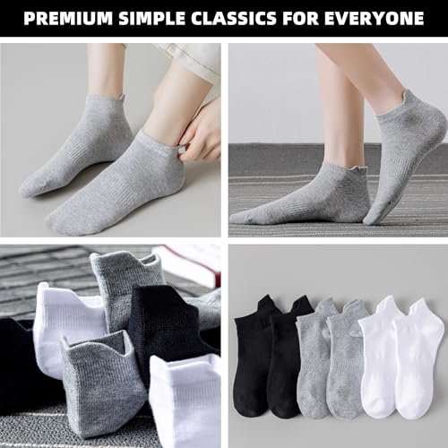 Low Cut Women's Ankle Socks - Athletic No Show Tab Socks, 6 Pairs - White