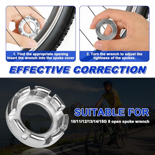 6-in-1 Bicycle Spoke Wrench - Hardened Steel Spoke Spanner Tool