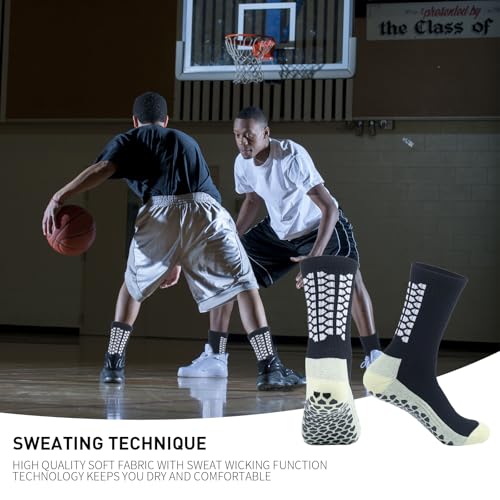 8 Pairs Men's Non-Slip Soccer Socks - Breathable Grip Sports Socks - Black