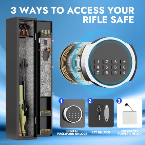 Gun Safe for Rifles and Pistols - Digital Lock, Quick Access, 2 Gun Capacity