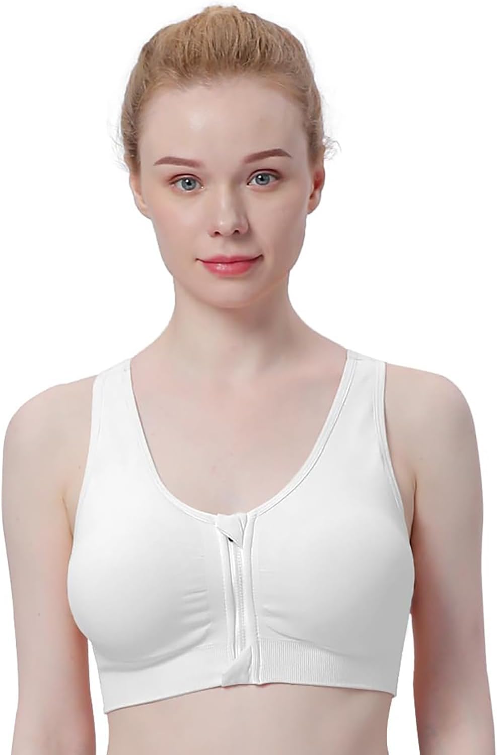 Skiennix Women's Zip Front Sports Bra - Wireless Post-Surgery Support for Active Yoga | Comfortable Fit