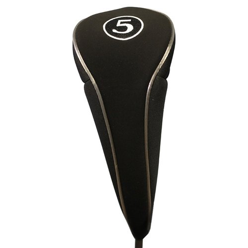 Black Golf Zipper Head Cover #5 Fairway Wood Metal Headcover Neoprene Traditional Plain Protective Cover Fits All Fairway Golf Clubs for Golfing Buddies