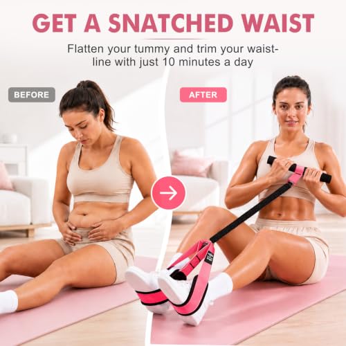 Pedal Resistance Band with Handle - 55LB Pink for Full-Body Workouts