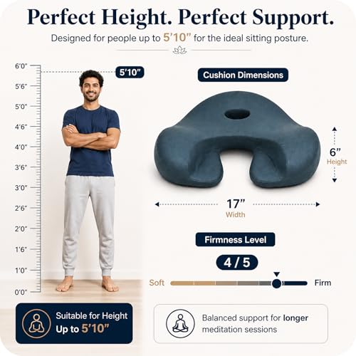 Orthopedic Meditation Cushion - Ergonomic Floor Seat for Tailbone Relief - Black