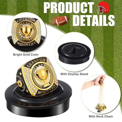 Champion Trophy Ring with Neck Chain & Display Stand - Gold
