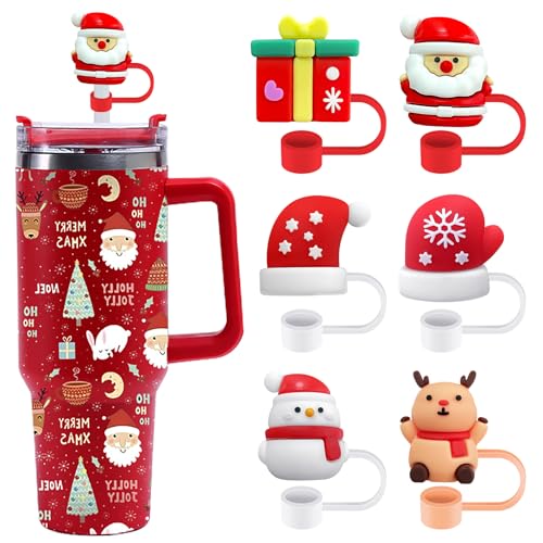 Christmas Silicone Straw Topper Set for 30/40oz Tumblers - Style 4