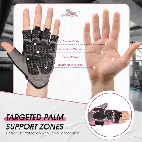 Workout Gloves for Men & Women - Breathable Gel Padded - Pink / Small