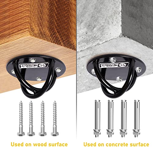 Wall and Ceiling Mount Bracket for Suspension Straps - Black (Set of 2)
