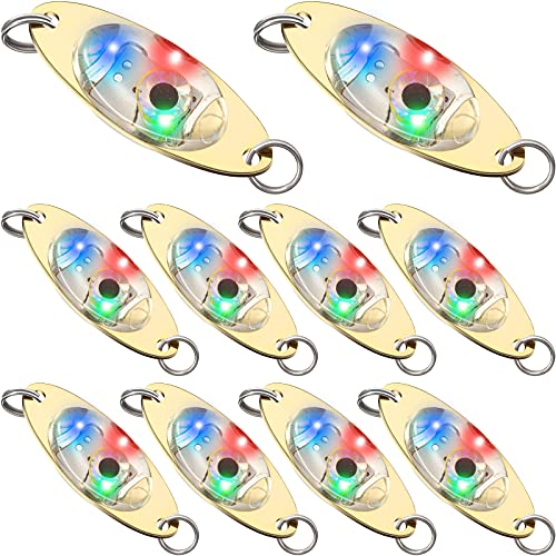 Skylety 10 Pcs LED Fishing Lures Flasher Saltwater Bass Bait for Deep Sea & Boat Fishing