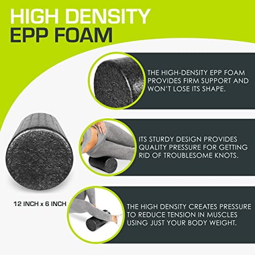 High Density Foam Roller - 12-Inch Firm Massage Tool for Muscle Recovery