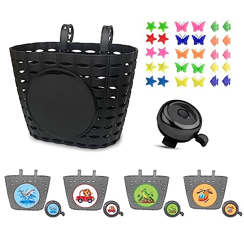 Kids Bike Basket with Bell & Spoke Beads - Durable Plastic