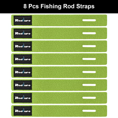 Adjustable Fishing Rod Straps - 8 Pcs Neoprene Ties - Green