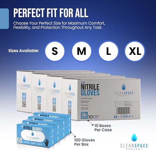 CLEAN SPACE PROJECT Nitrile Gloves - Disposable, Non-Latex and Powder Free, Food Safe Cooking Gloves