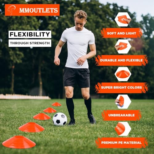 Agility Soccer Cones Set - 25 Multi Color Cones with Carry Bag