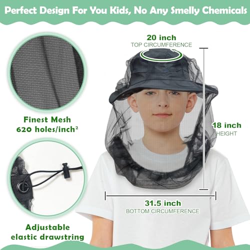 Kids Mosquito Head Net 2-Pack - Insect Protection for Ages 5-12