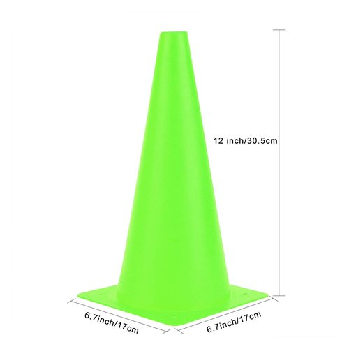 Fragraim 12 Inch 12 Pack Green Traffic Training Cones, Plastic Safety Parking Cones, Agility Field Marker Cones for Soccer Basketball Football Drills Training, Outdoor Sport Activity & Festive Events