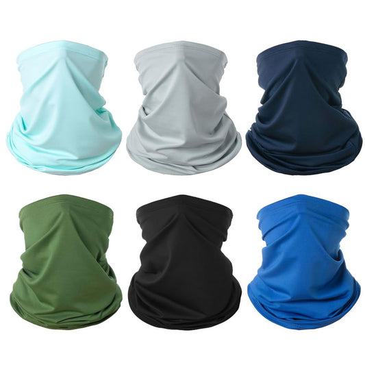 PuddingStation 6 Pieces Summer Face Cover For Men Women UV Neck Gaiter Protection Face Breathable Sunscreen Bandana Cycling Running (Multicolour-01)