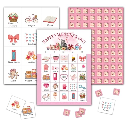 Valentine's Day Bingo Game Set for 24 Players - Happy Valentine's Day