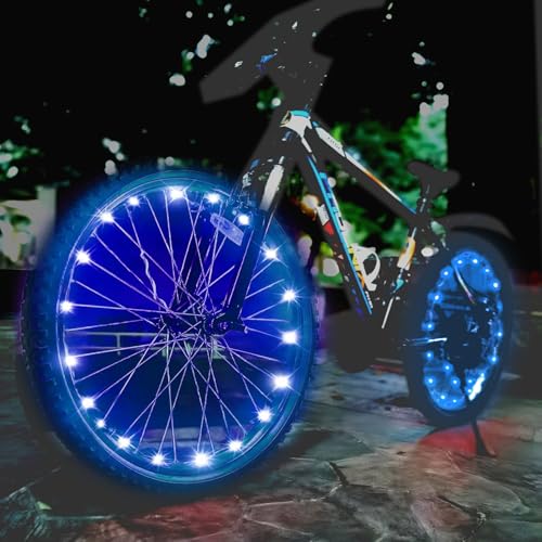 LED Bike Wheel Light - Night Cycling Light with 3 Modes - Blue, 2 Pack
