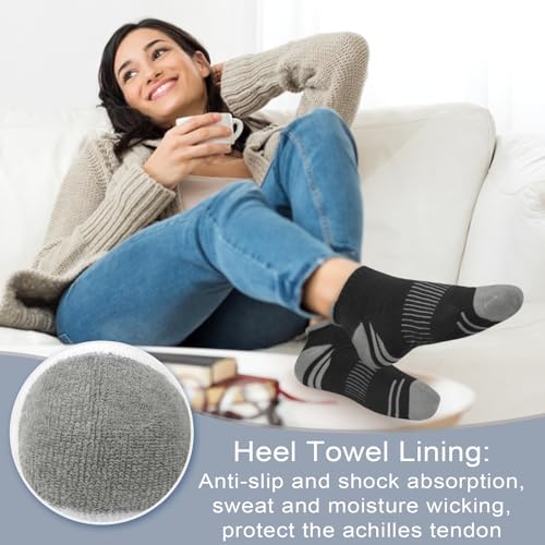 Breathable Women's Ankle Socks - 5 Pairs, Black White Gray