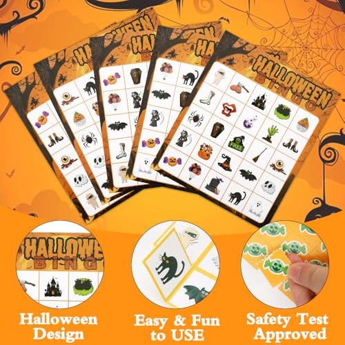 Halloween Bingo Game Cards - 24 Players, Orange Theme
