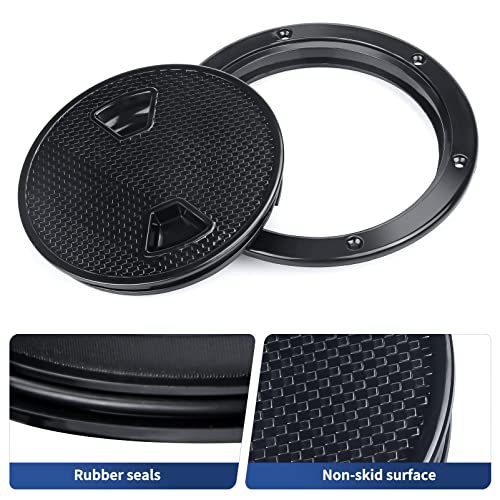 Smartmarine 6-Inch Black Round Boat Hatch Non-Slip Inspection Cover for Marine Yachts