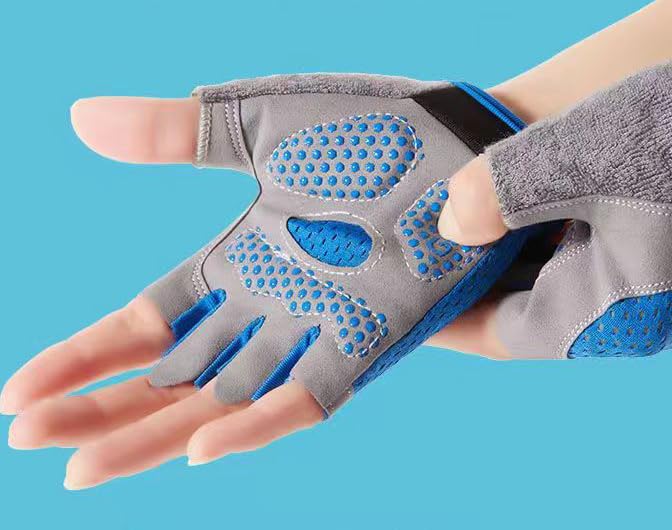 Kids Cycling Gloves - Breathable Mesh Gel Biking Mitts - Blue, M (3-8 Yrs)