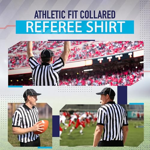 Men's Referee Shirt - Short Sleeve, Collared, X-Large - Black & White