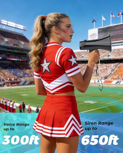 Rechargeable Megaphone Speaker with Siren & Recording - 300ft Range