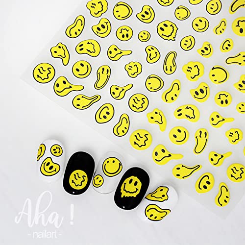 Abstract Yellow Twisted Face Nail Art Stickers - 2 Sheets