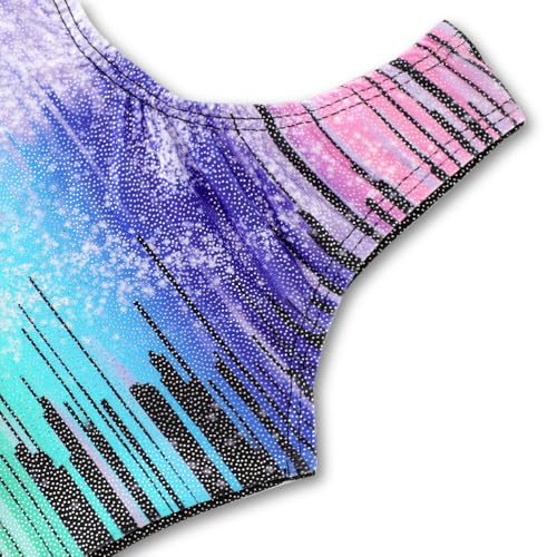 Sparkly Gymnastics Leotard for Girls - Horizontal Stripes - 2-3T