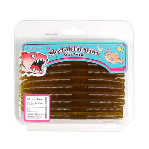 5" Soft Plastic Stick Worms for Bass Fishing - Pumpkin, 10 Pack