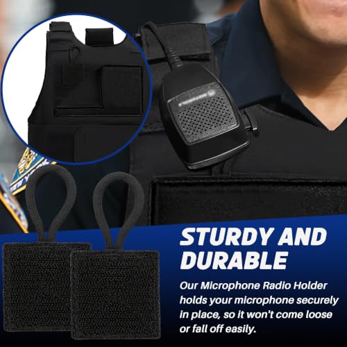 2 Pack Short Mic Clips for Law Enforcement - Durable Black Holders