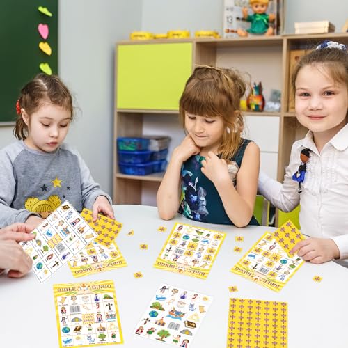 Bible Bingo Game for Kids - 30 Player Cards & Chips - Bible