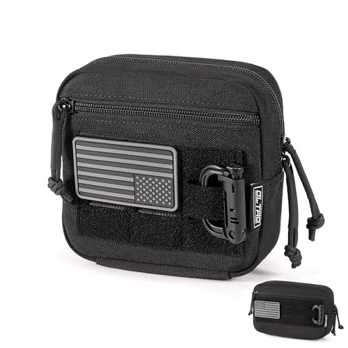 CLTAC Black M Tactical Molle Admin Pouch Utility EDC Tool Bag with US Flag Patch