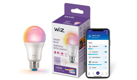 WiZ Connected 100W A19 LED Smart Light Bulbs Color - Connects to Your Wi-Fi - E26 Smart Bulb - Control with Voice or App + Activate with Motion - Matter Compatible