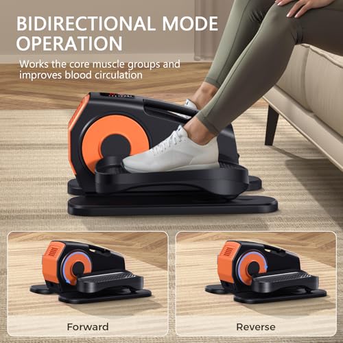 GUGTTR Under Desk Elliptical Machine - Low Impact Leg Exerciser for Seniors, Orange-Black