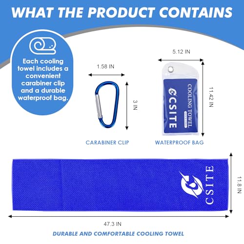 Cooling Towels 4-Pack (47"x12") - Dark Blue, Dark Gray, Lake Blue, Black