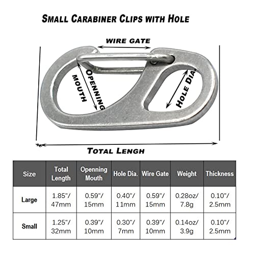 Small Carabiner Clips 1.25 Inch Silver - 12 Pack Spring Hooks