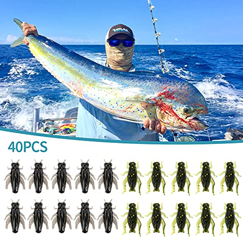 40Pcs Micro Soft Cricket Lures - 1-Inch Fishing Baits