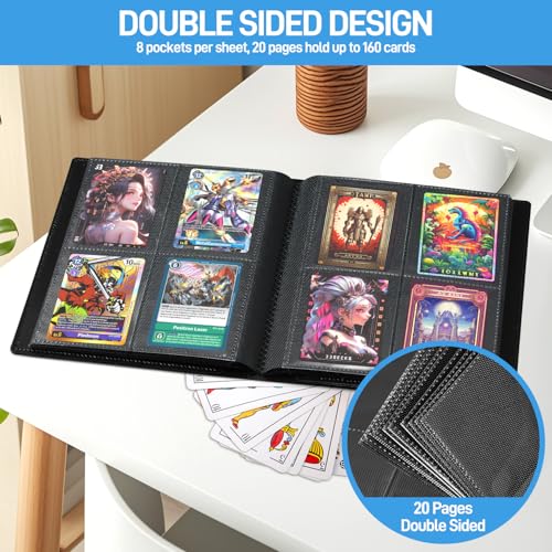4-Pocket Trading Card Binder - 160 Pockets Mini Album - Black
