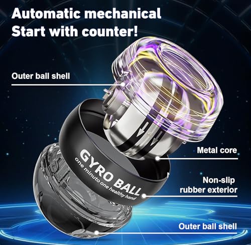 Gyro Ball Hand Exerciser with Counter & Colorful Lights - Blue