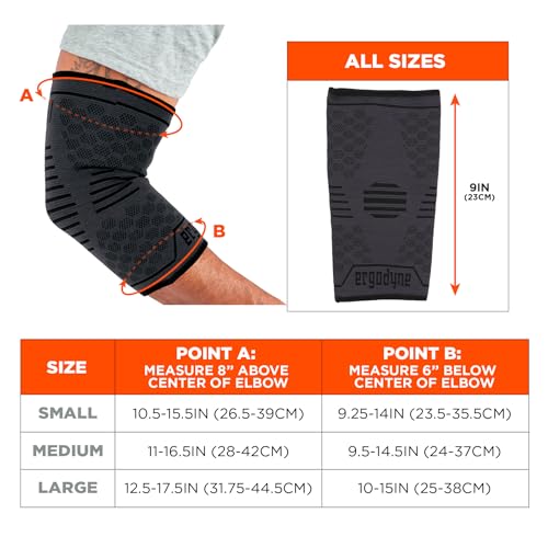 Ergodyne ProFlex 651 Elbow Compression Sleeve Medium Support Brace Black
