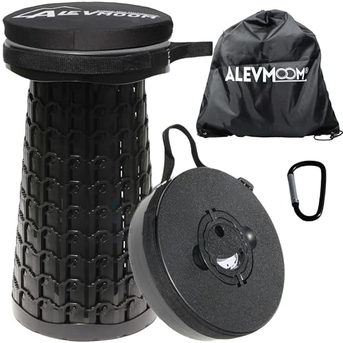 ALEVMOOM Black 10.24x10.24x18.1 Inch Collapsible Camping Stool, 800Lbs Capacity
