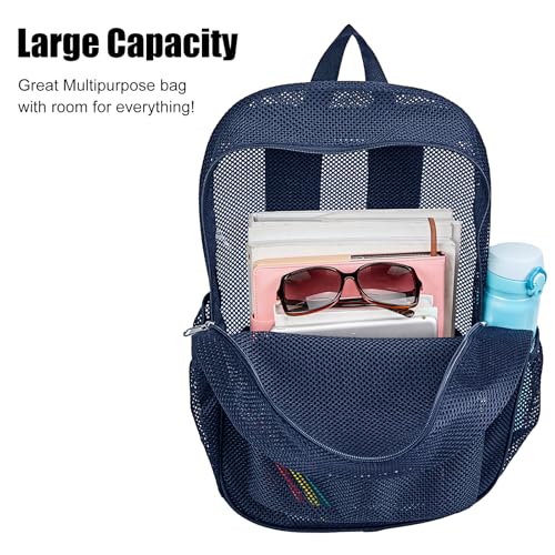 COVAX Royal Blue See-Through Mesh Bookbag Backpack for College
