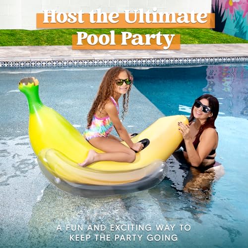 Sloosh Inflatable Banana Pool Float - Fun Ride-On Water Lounger for Summer Pool Parties